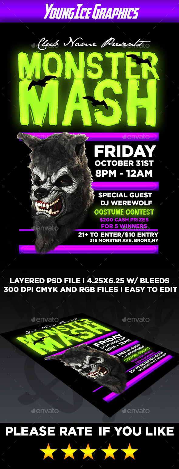 Monster Mash Flyer Template - Clubs & Parties Events