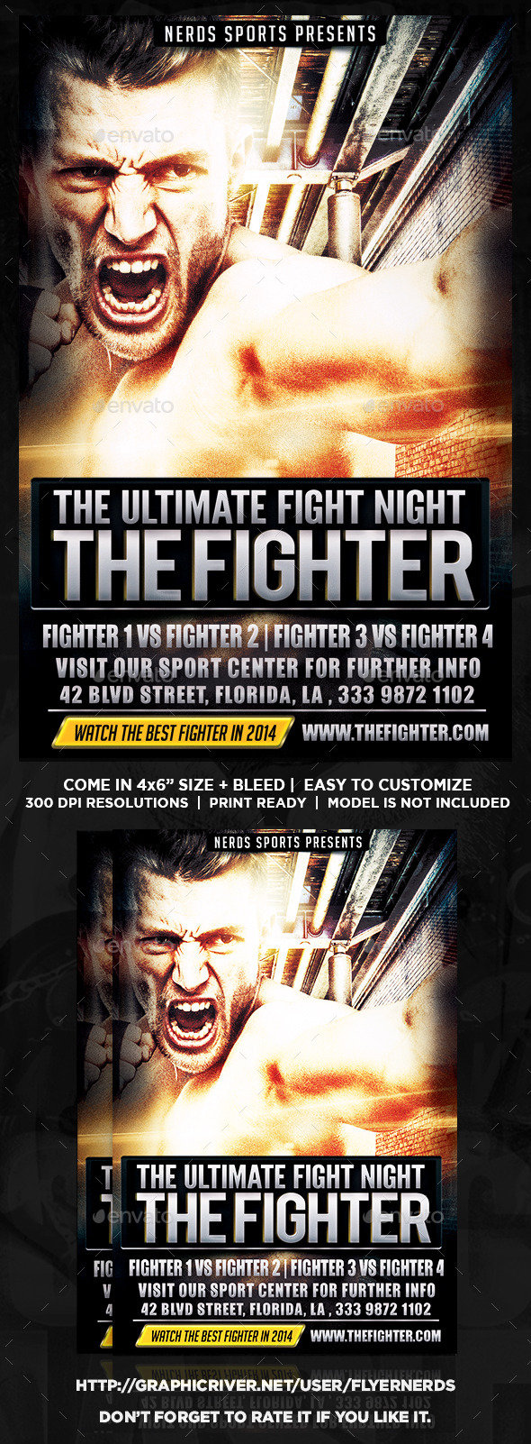 The Fighter Fight Night Flyer - Sports Events