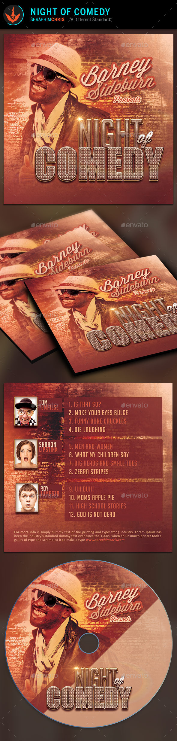 Night of Comedy: CD Artwork Template - CD & DVD Artwork Print Templates