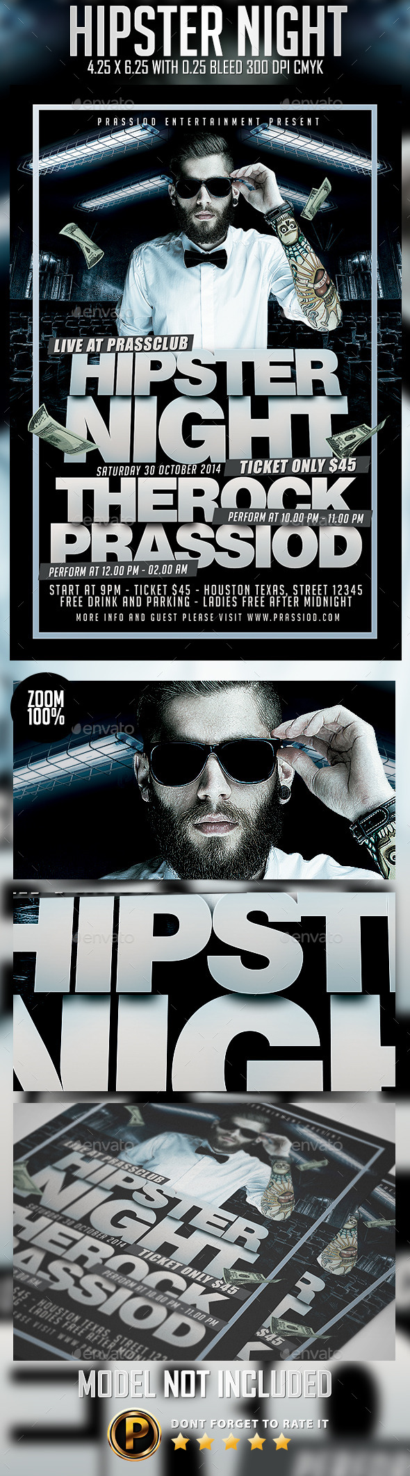 Hipster Night Flyer Template - Clubs & Parties Events