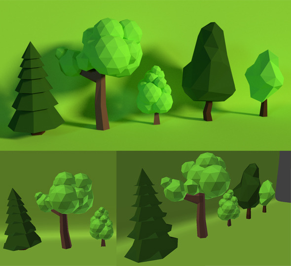 LowPoly Trees .Pack6 - 3Docean 9303528