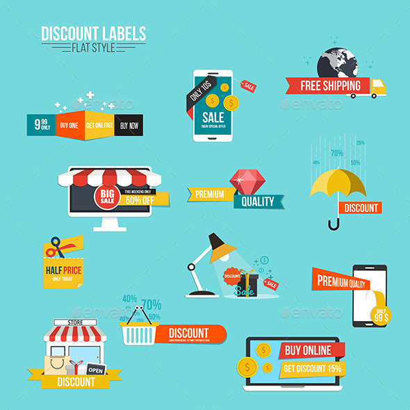 Collection of Sale Discount Styled Banners - Business Conceptual