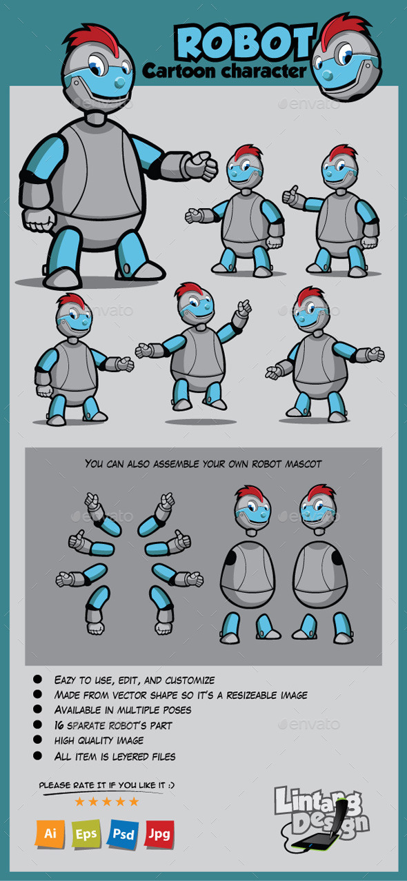Robot Mascot - Characters Vectors
