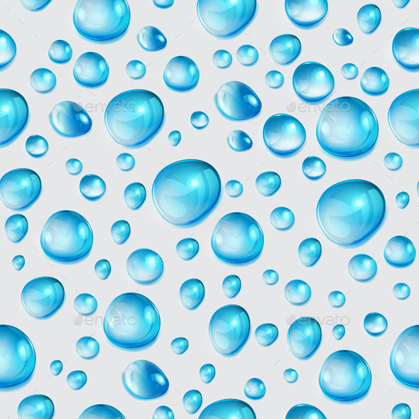 Seamless Pattern of Transparent Drops - Patterns Decorative