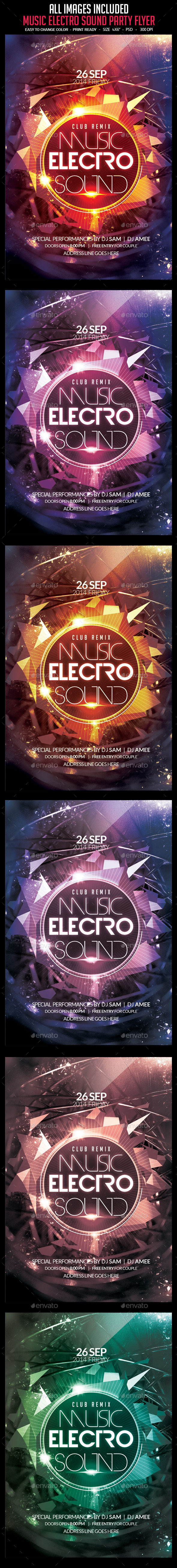 Music Electro Sound Party Flyer - Clubs & Parties Events
