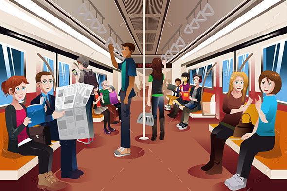 Different People Inside Crowded Subway - People Characters