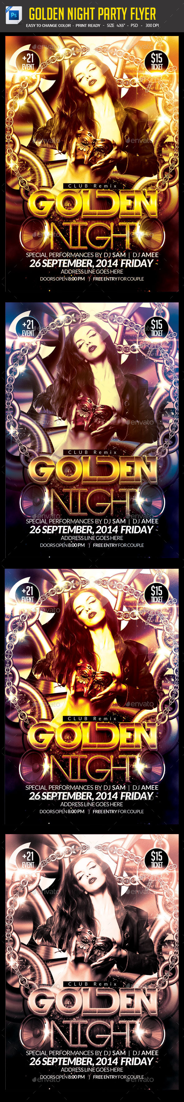 Golden Night Party Flyer - Clubs & Parties Events