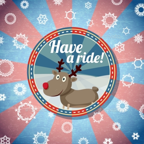 Badge with Santas Reindeer - Christmas Seasons/Holidays