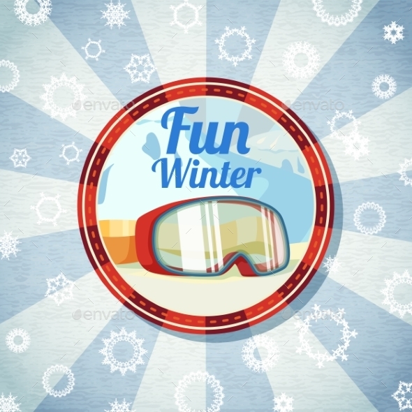 Badge with Snowboarders or Skiers Goggles - Christmas Seasons/Holidays