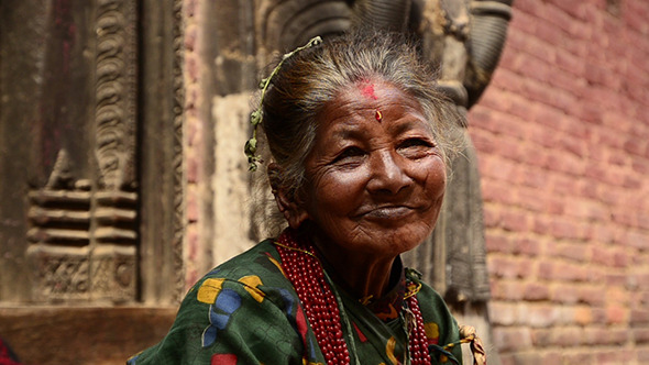 Old Woman On Steps Of Temple 2 alt