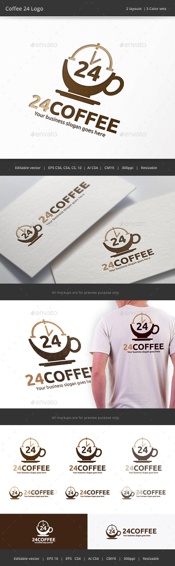 Coffee 24 Hour Logo - Objects Logo Templates