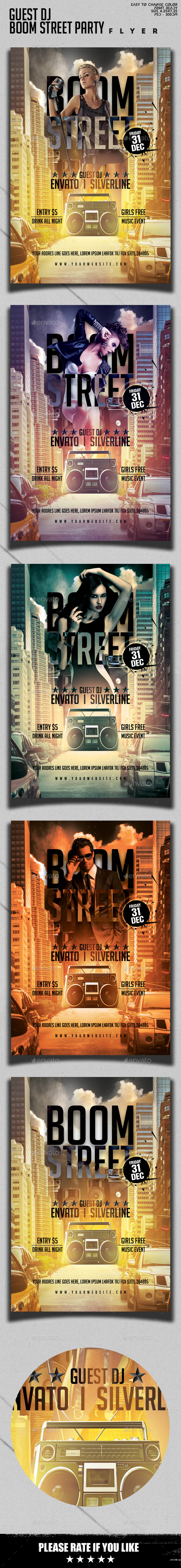 Guest Dj Boom Street Party Flyer Template - Clubs & Parties Events