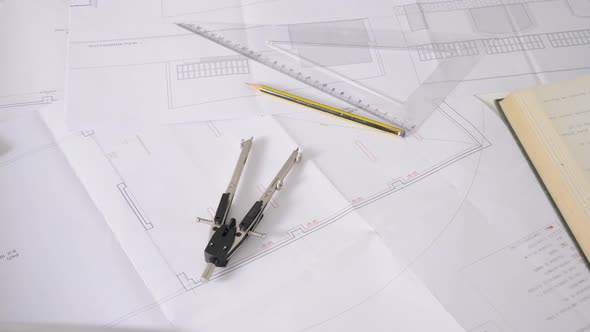 Desk with Construction Plans