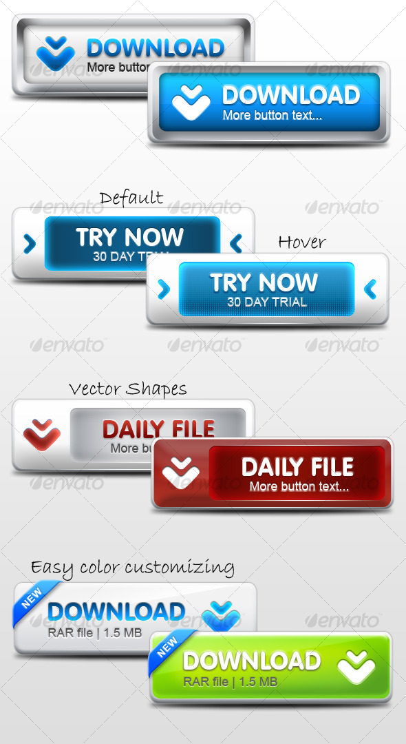 Modern Web Buttons - Buttons Web Elements