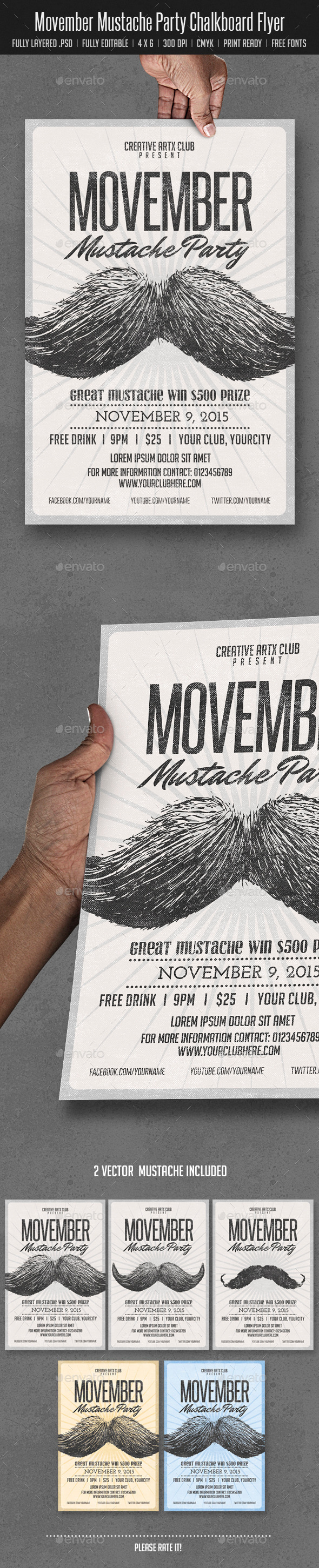 Movember Mustache Party - Events Flyers