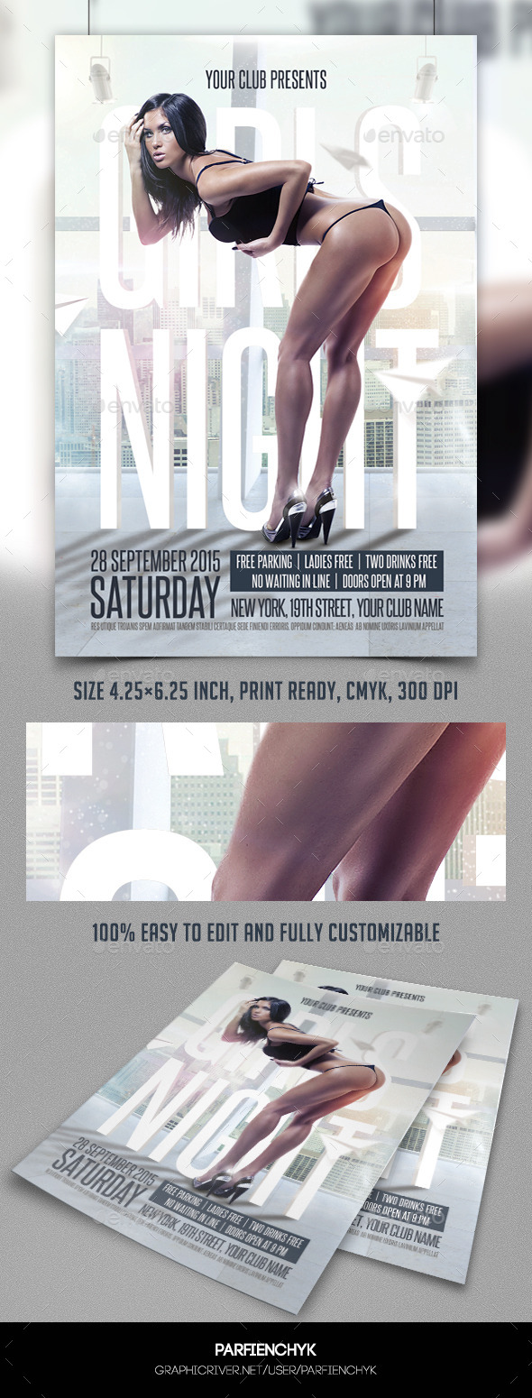 Girls Night Party Flyer Template - Clubs & Parties Events