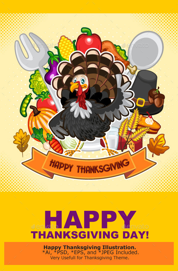 Happy Thanksgiving Turkey - Miscellaneous Seasons/Holidays
