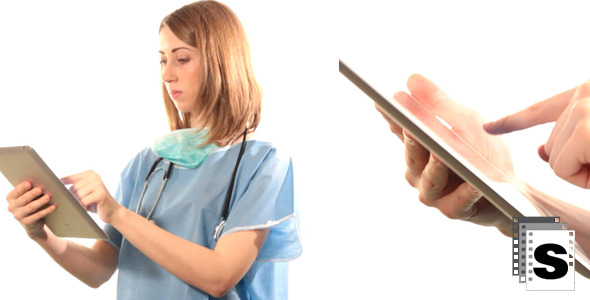 Female Surgeon Using Tablet alt
