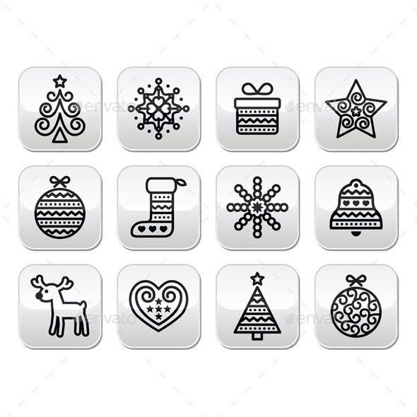 Christmas Buttons - Christmas Seasons/Holidays