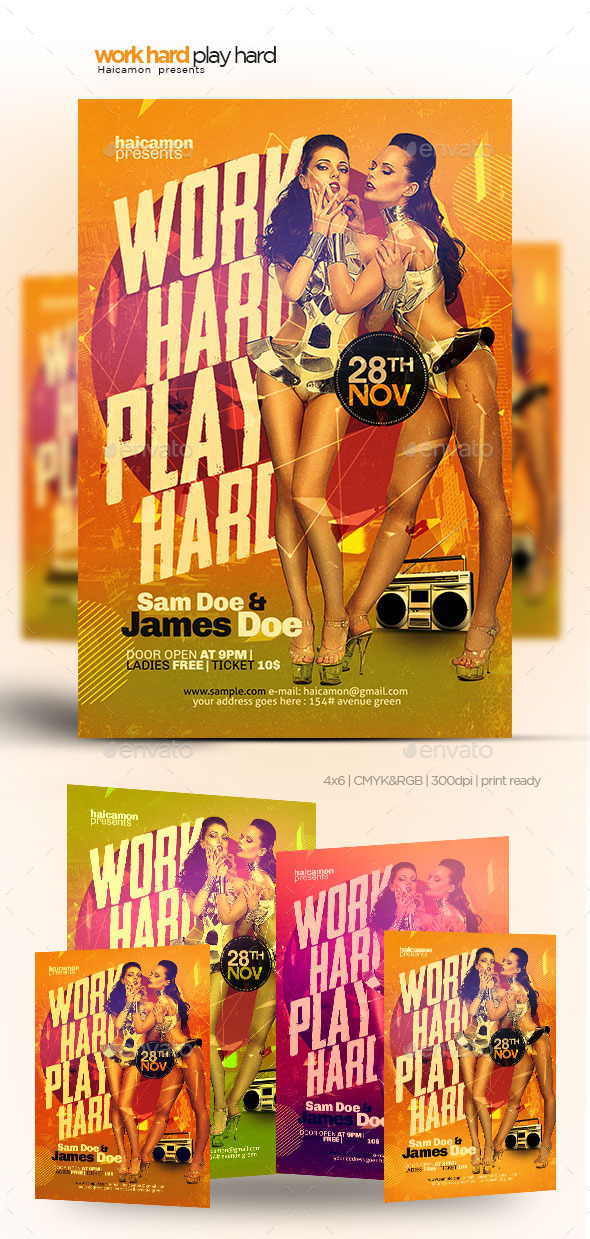 Work Hard Play Hard Flyer - Flyers Print Templates