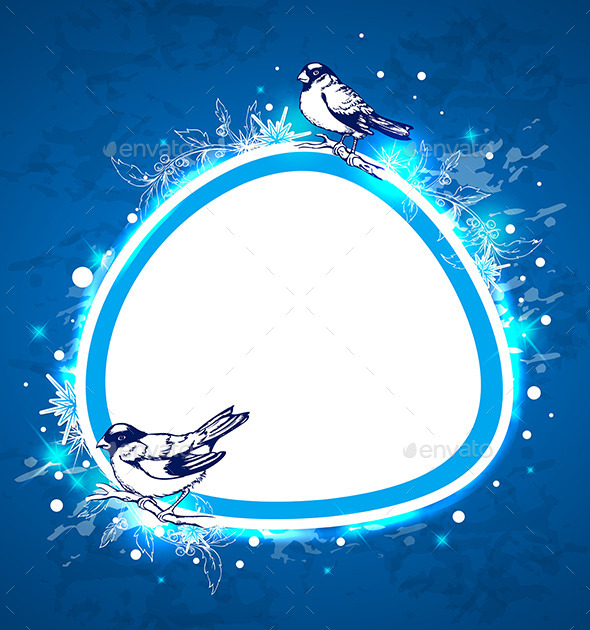 Blue Christmas Background with Birds - Christmas Seasons/Holidays