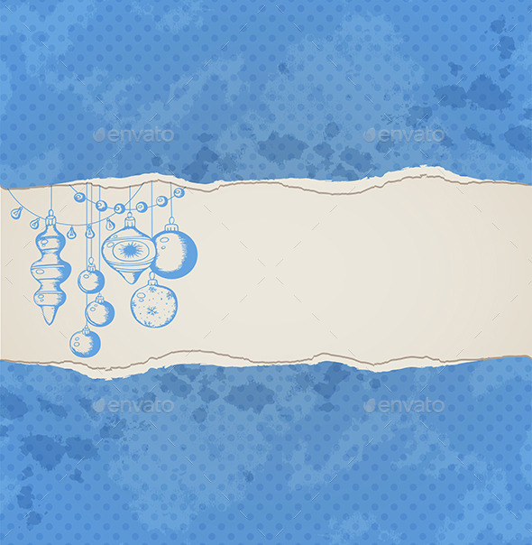 Background with Decorations and Torn Paper - Christmas Seasons/Holidays