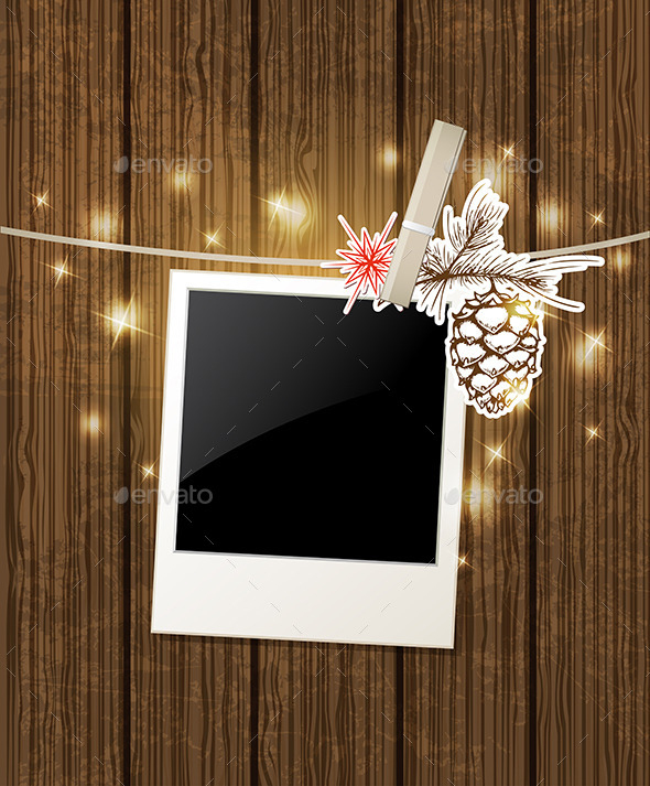 Christmas Background with Photo and Pine - Christmas Seasons/Holidays