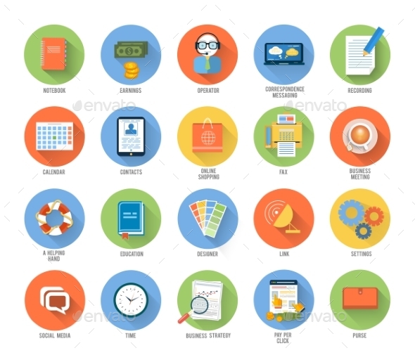 Business, Office and Marketing Items Icons - Concepts Business