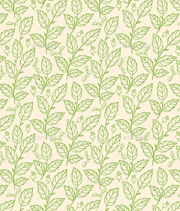Seamless Pattern with Green Branches - Patterns Decorative