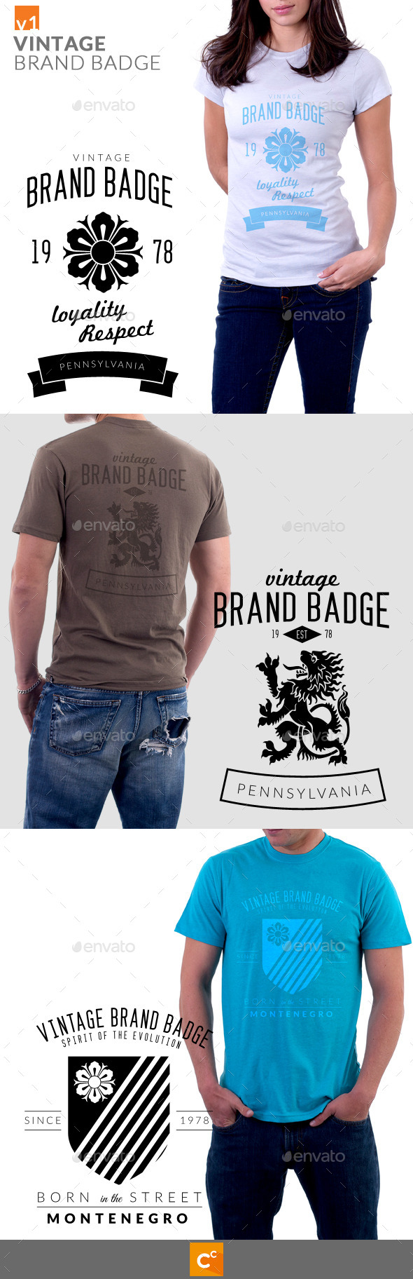 Vintage Brand Badge T-Shirt - T-Shirts