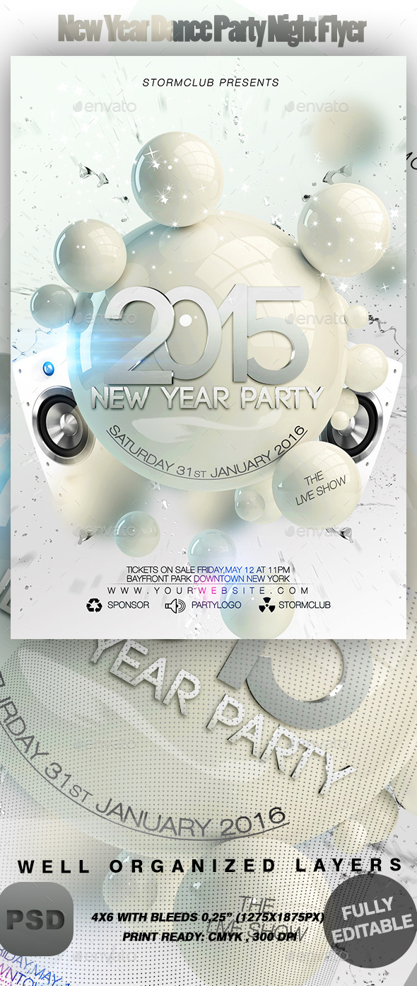 New Year Dance Party Night Flyer - Events Flyers