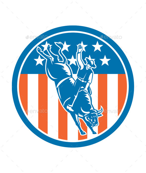 Rodeo Cowboy Riding Bull - Sports/Activity Conceptual