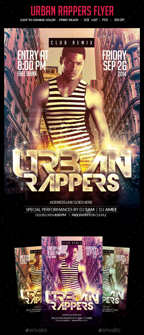 Urban Rappers Flyer - Clubs & Parties Events