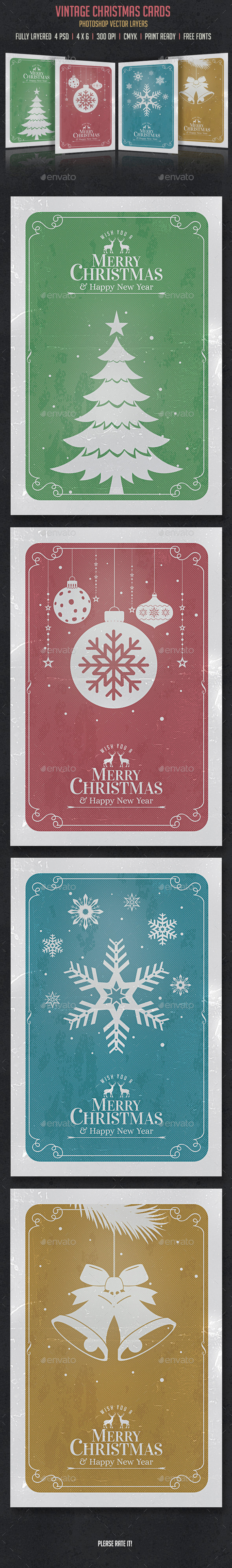 Vintage Christmas Cards/Invitation - Cards & Invites Print Templates