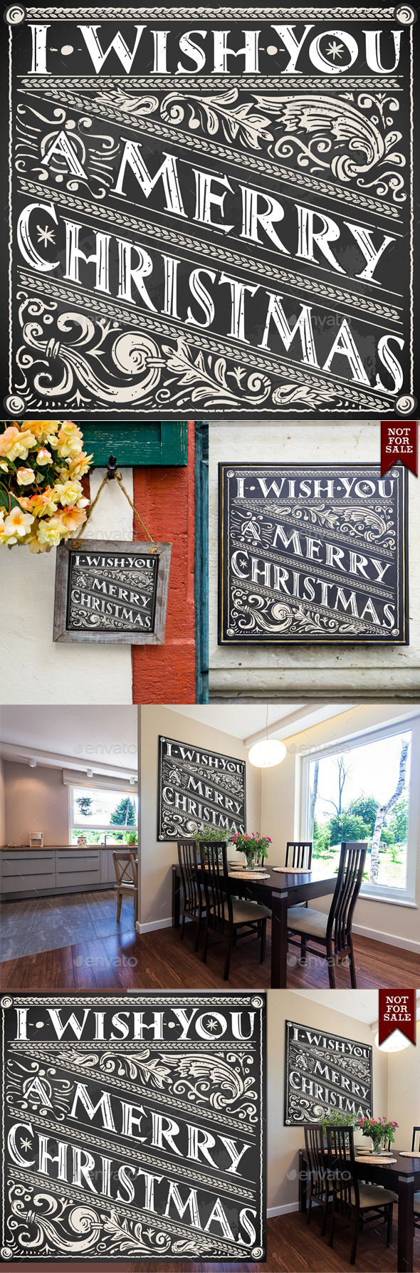 Vintage Greeting Card Text on a Blackboard - Christmas Seasons/Holidays