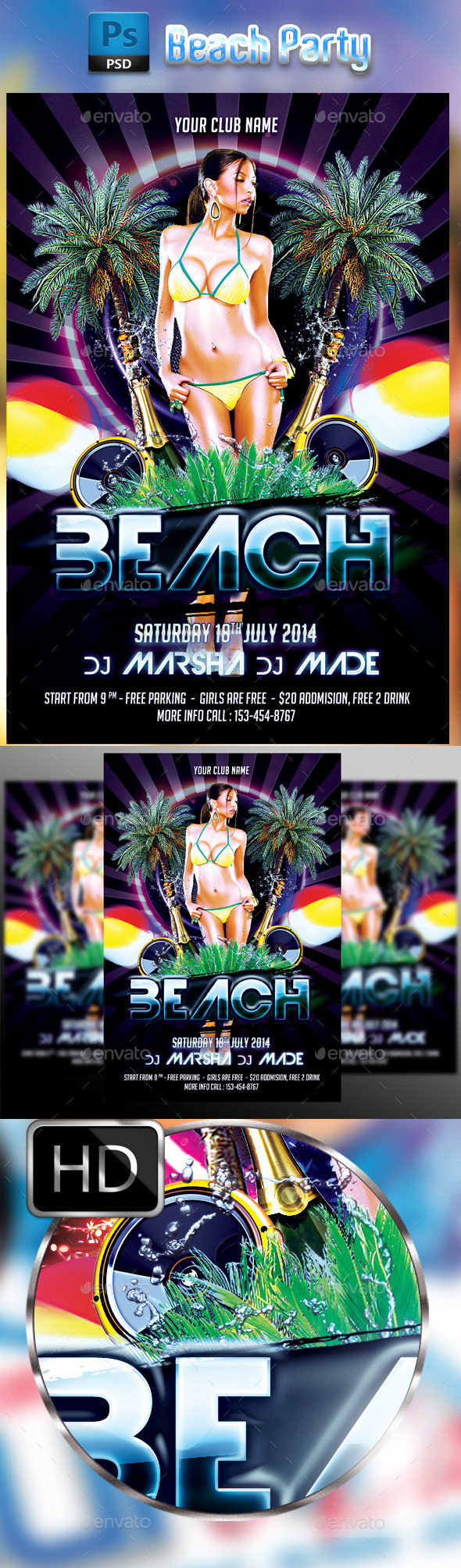 Beach Party Flyer Template - Clubs & Parties Events