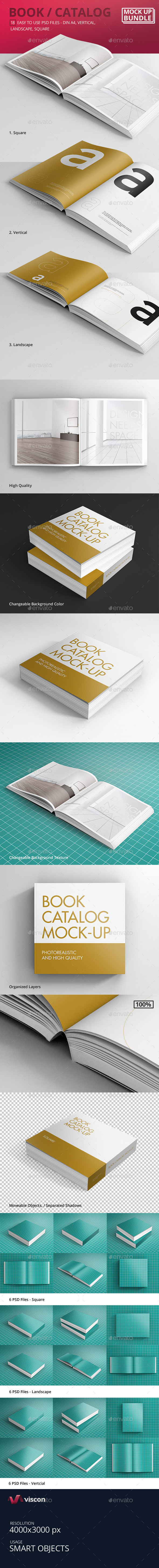 Book / Catalog Mock-Ups Bundle - Books Print