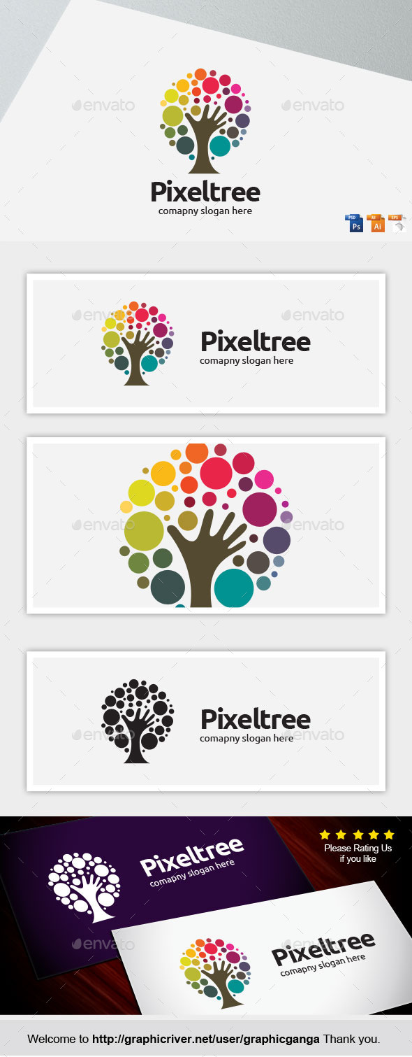 Pixel tree - Abstract Logo Templates