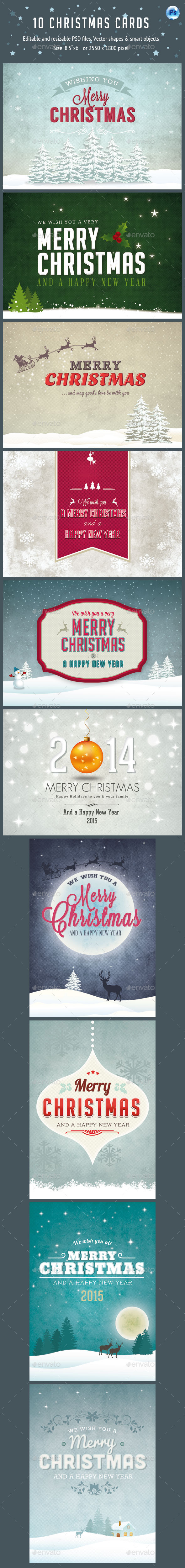 10 Christmas Cards PSD Vol.2 - Cards & Invites Print Templates