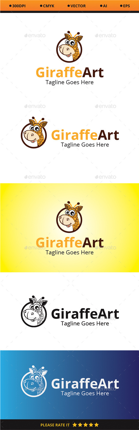 Giraffe Art - Animals Logo Templates
