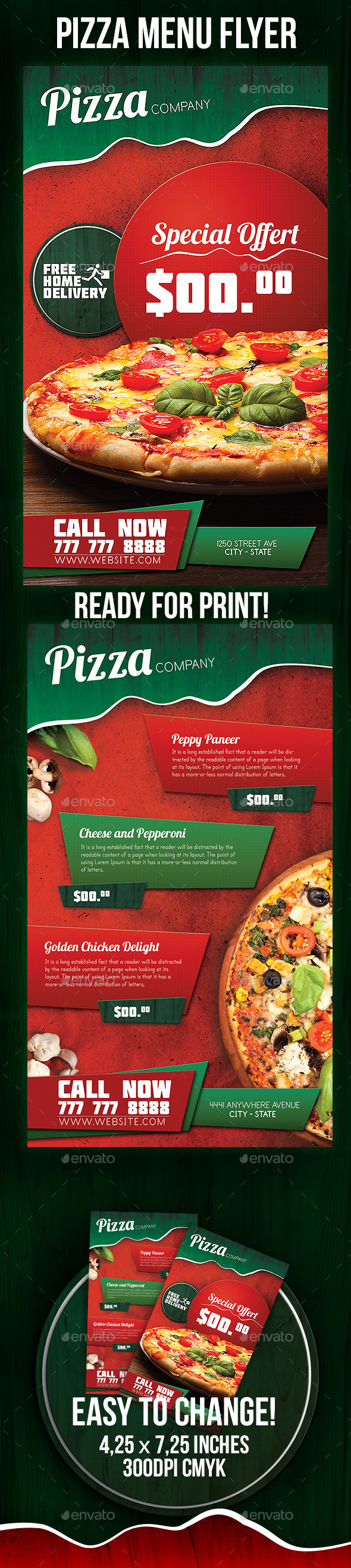 Pizza Menu Flyer - Restaurant Flyers