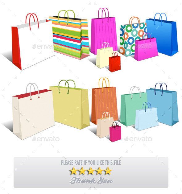 Modern and Retro Shopping Bags, Carrier Bags - Retail Commercial / Shopping