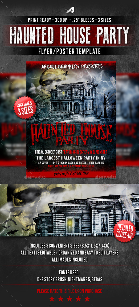 Haunted House Party Flyer - Flyers Print Templates