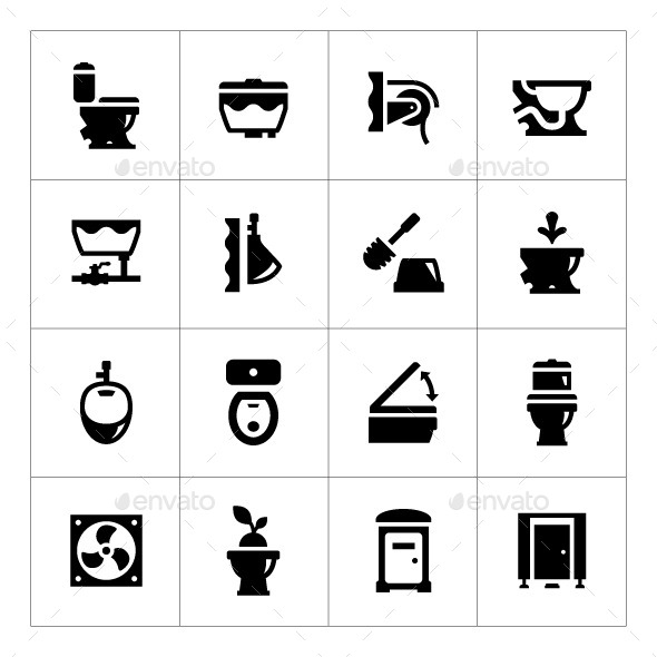 Set Icons of Toilet - Man-made objects Objects
