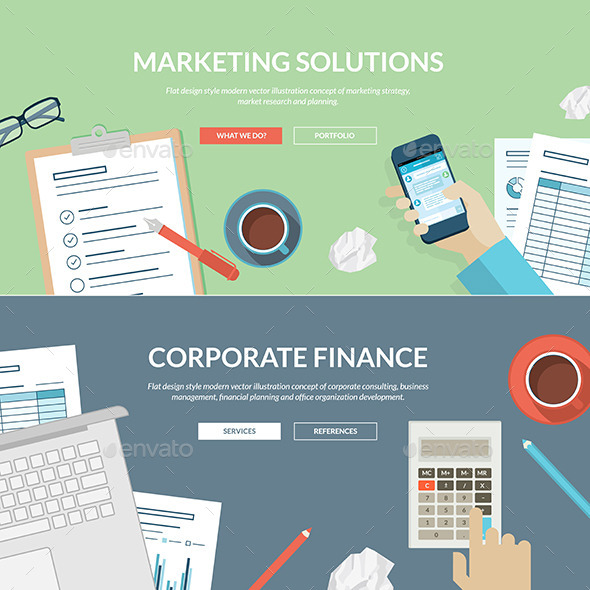 Flat Design Concepts for Marketing and Finance - Business Conceptual