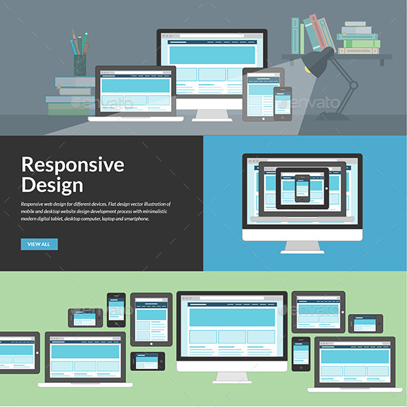 Flat Design Concepts for Responsive Web Design - Technology Conceptual