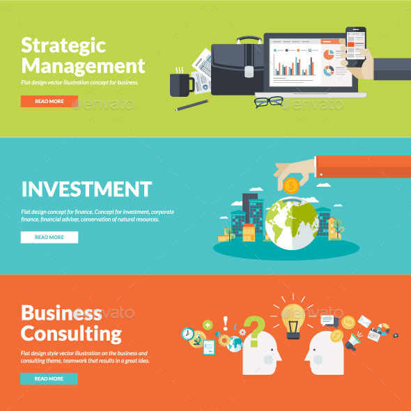 Set of Flat Design Concepts for Business - Business Conceptual