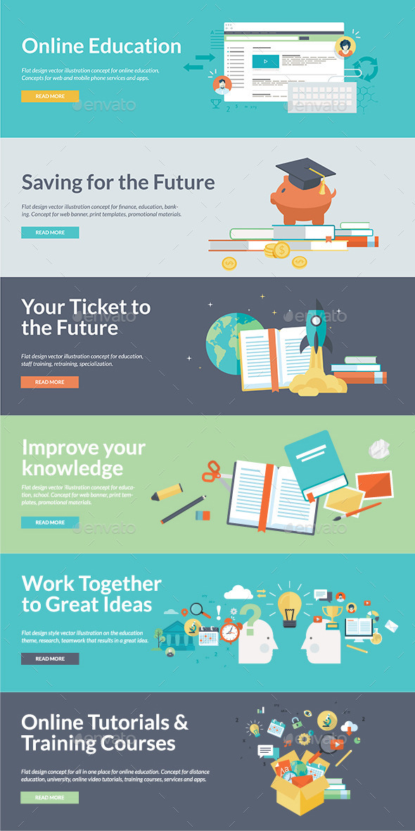 Flat Design Concepts for Online Education - Technology Conceptual