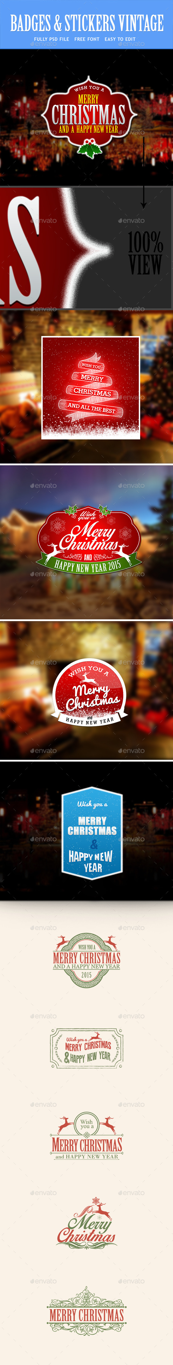 Christmas and New Year - Badges & Stickers Web Elements