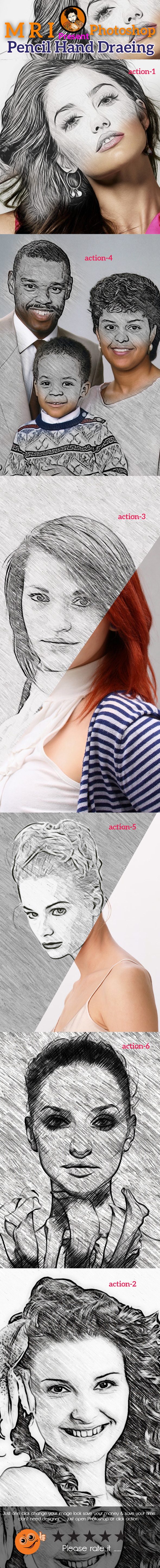 Pencil Hand Drawing Action - Actions Photoshop
